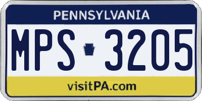 PA license plate MPS3205
