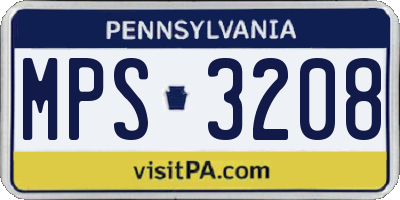 PA license plate MPS3208