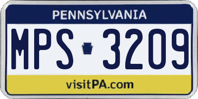 PA license plate MPS3209