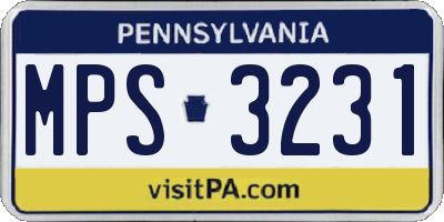 PA license plate MPS3231
