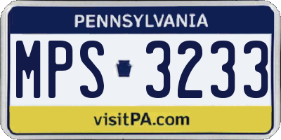 PA license plate MPS3233