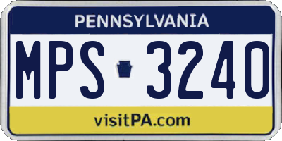 PA license plate MPS3240