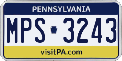 PA license plate MPS3243