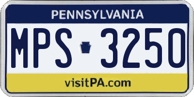 PA license plate MPS3250