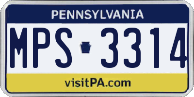 PA license plate MPS3314
