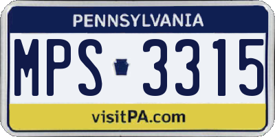 PA license plate MPS3315