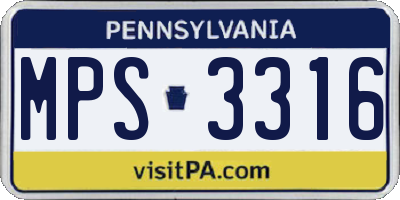 PA license plate MPS3316