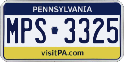 PA license plate MPS3325