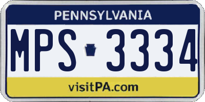 PA license plate MPS3334