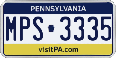PA license plate MPS3335