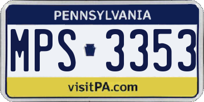 PA license plate MPS3353