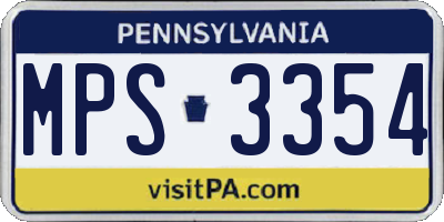 PA license plate MPS3354