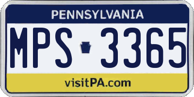 PA license plate MPS3365