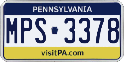 PA license plate MPS3378