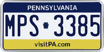 PA license plate MPS3385
