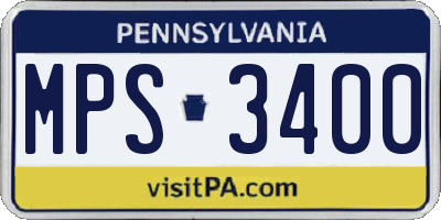 PA license plate MPS3400