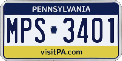 PA license plate MPS3401