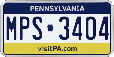 PA license plate MPS3404