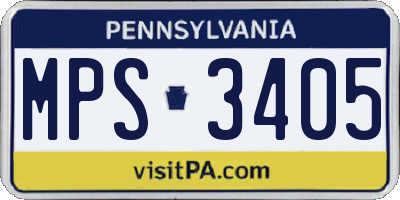PA license plate MPS3405