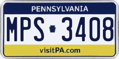 PA license plate MPS3408