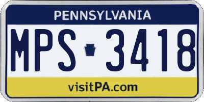 PA license plate MPS3418