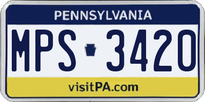 PA license plate MPS3420