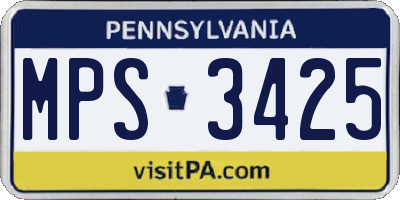 PA license plate MPS3425