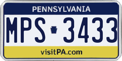 PA license plate MPS3433