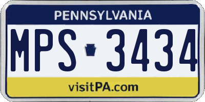 PA license plate MPS3434