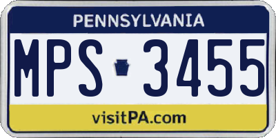 PA license plate MPS3455