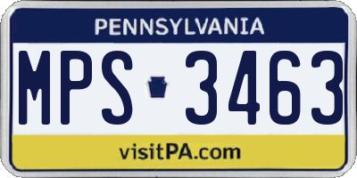 PA license plate MPS3463