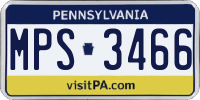 PA license plate MPS3466