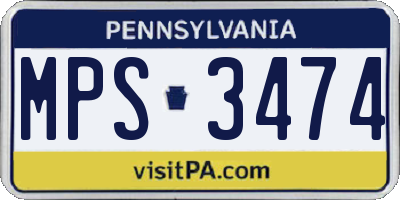 PA license plate MPS3474