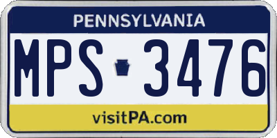 PA license plate MPS3476