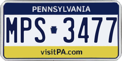 PA license plate MPS3477
