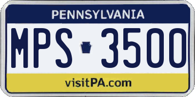 PA license plate MPS3500