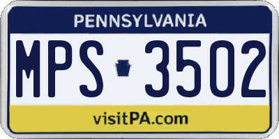 PA license plate MPS3502