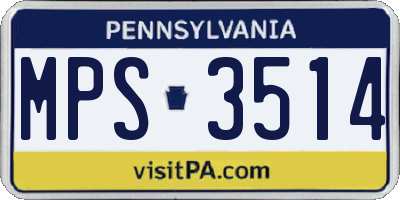 PA license plate MPS3514