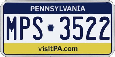 PA license plate MPS3522
