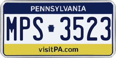 PA license plate MPS3523
