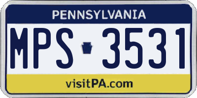 PA license plate MPS3531
