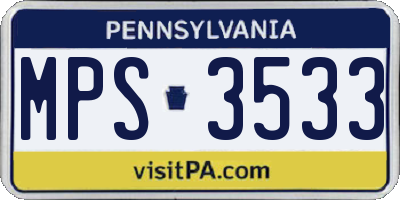 PA license plate MPS3533