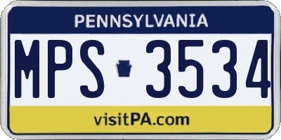 PA license plate MPS3534