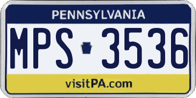 PA license plate MPS3536