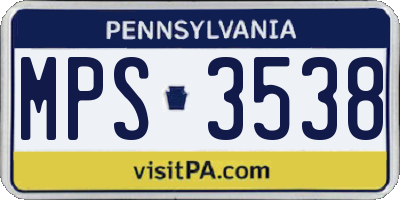 PA license plate MPS3538