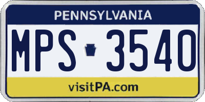PA license plate MPS3540