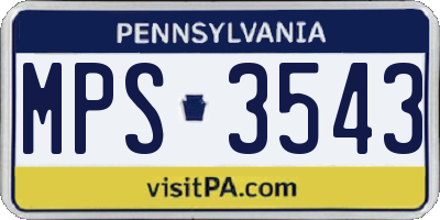 PA license plate MPS3543