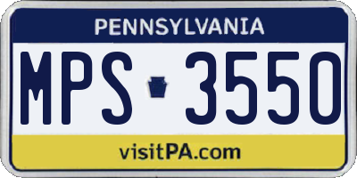 PA license plate MPS3550