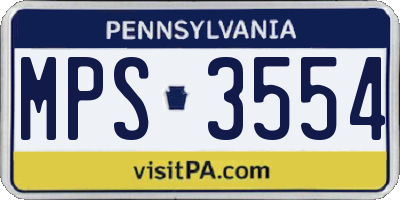 PA license plate MPS3554