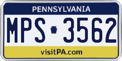PA license plate MPS3562